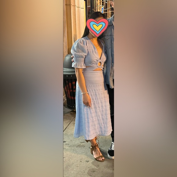 Sugarlips Light Blue Cutout Midi Dress with Ring Detail - Picture 4 of 4